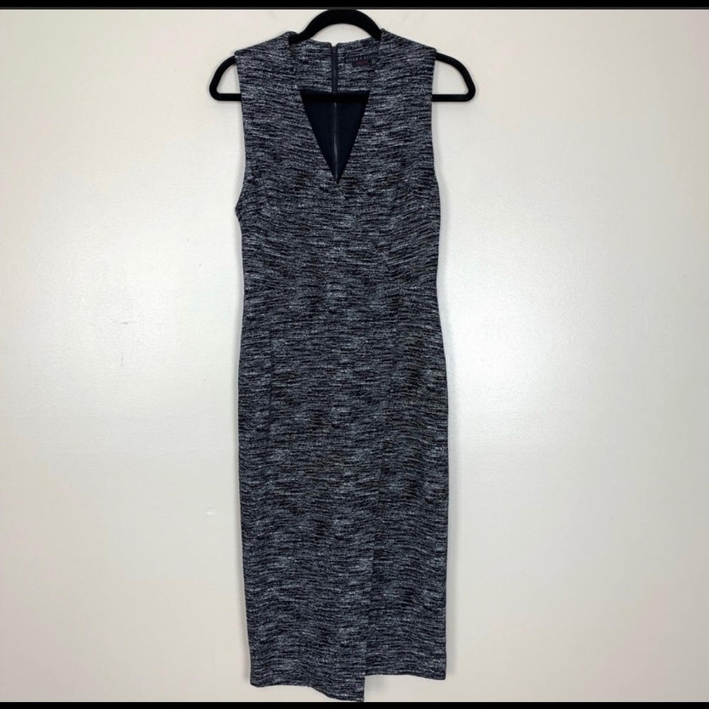 Alice + Olivia Employed V Neck Faux Wrap Dress 8 - Picture 1 of 5